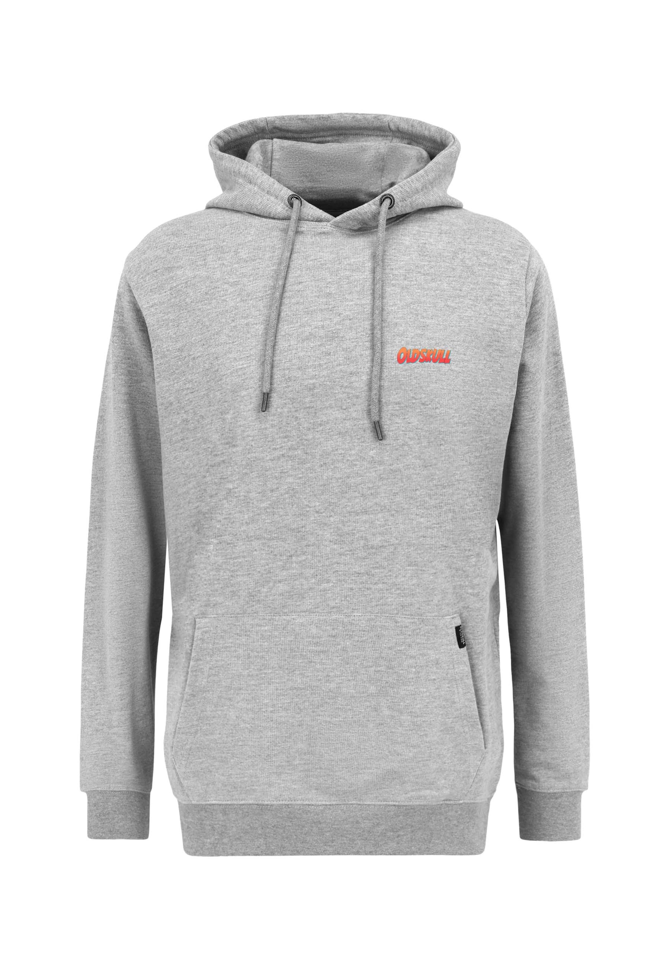 Oldskull Hoodie 'Retro Pixel Lady Logo Graphic' in Grau