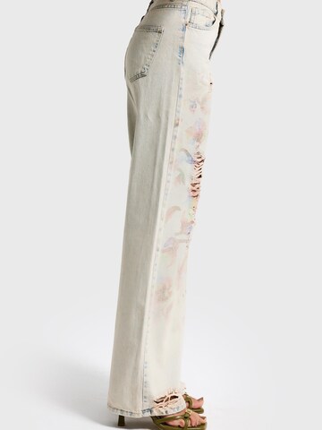IT'S BASIC Loosefit Jeans 'PRINTED LOOSE MID RISE JEANS' in Blauw