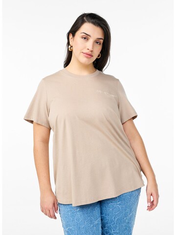 T-shirt 'CHARLIN' Zizzi en marron : devant