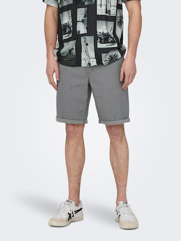 Only & Sons - Regular Calças chino 'Peter Dobby' em cinzento: frente