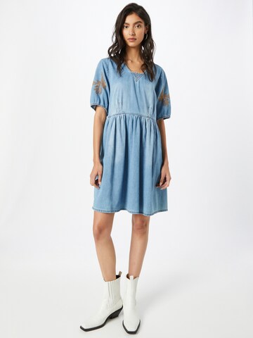 Cream Dress 'Cyrena' in Blue