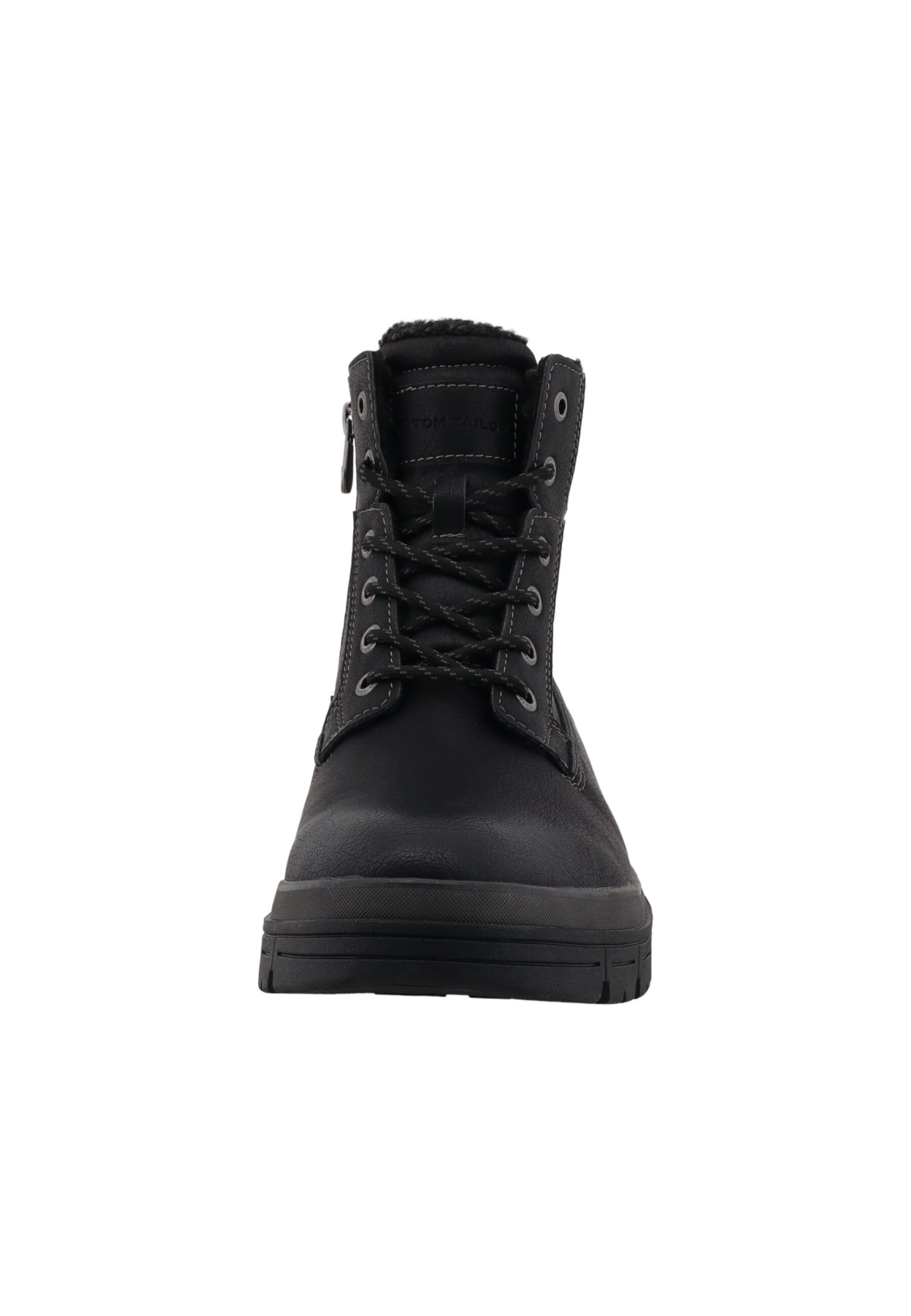 TOM TAILOR Lace-up boots in Black: front