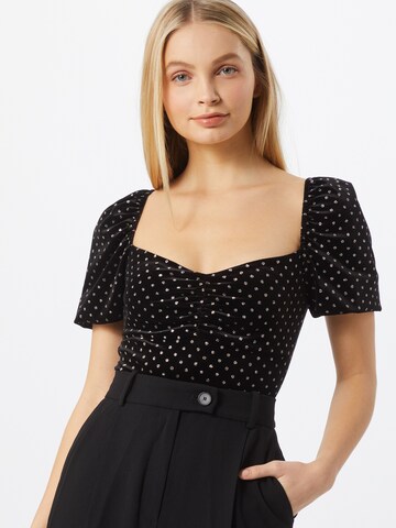 Miss Selfridge Shirt Bodysuit in Black: front