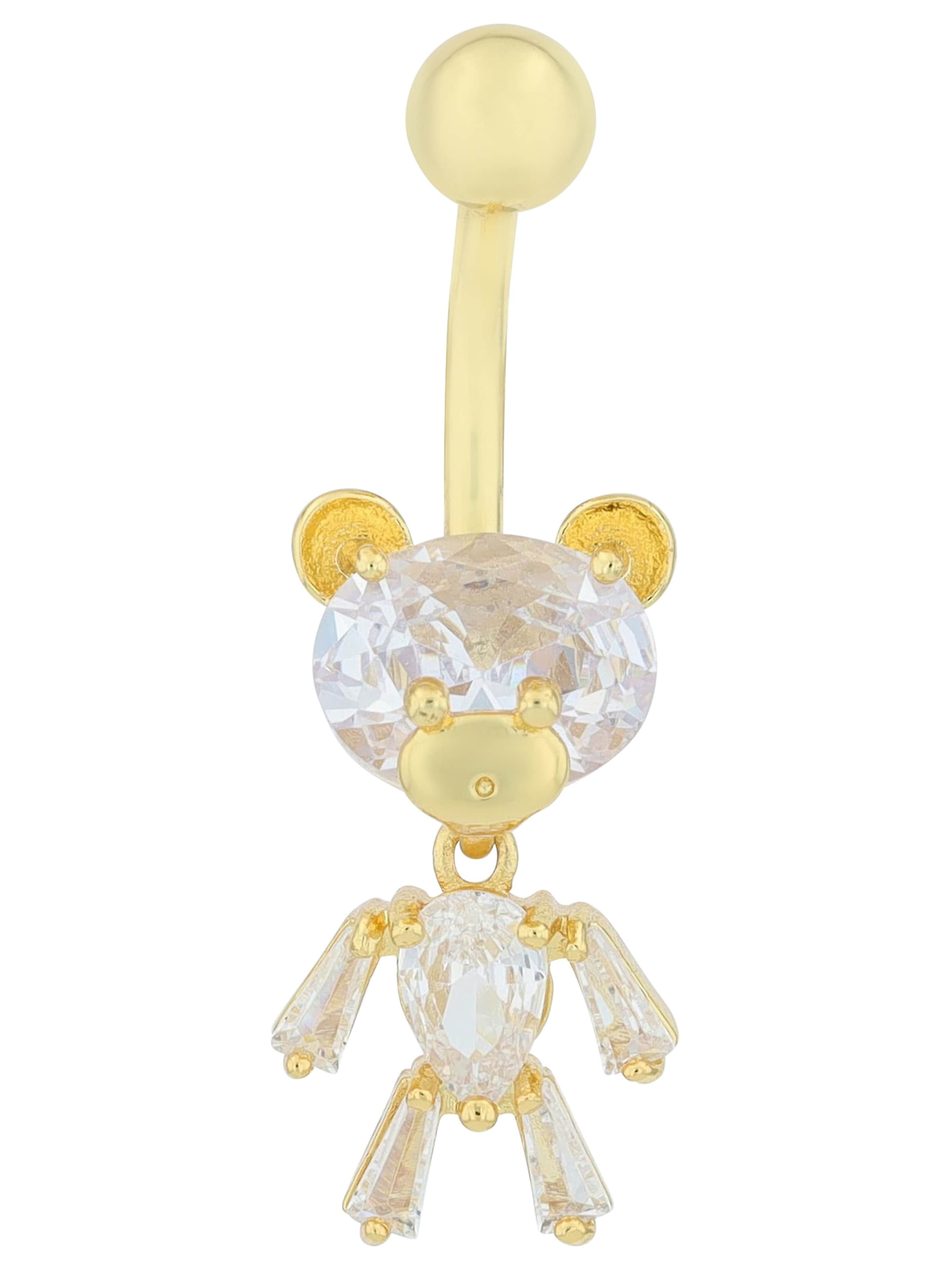 Akzent Piercingschmuck 'Zirkonia'‌‌ in Gold: Vorderseite
