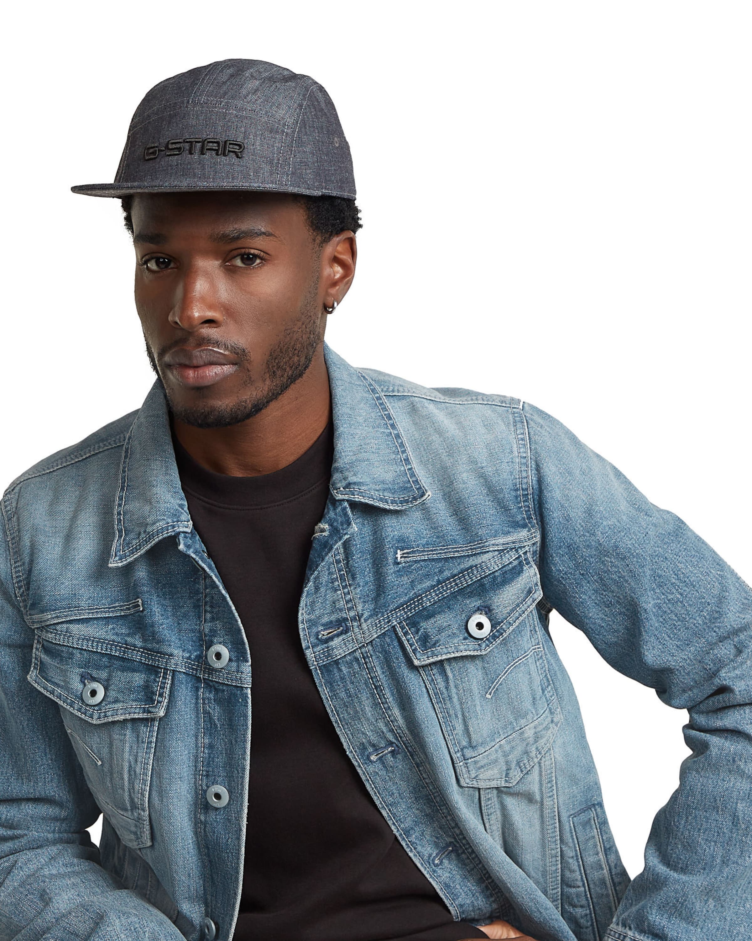 G-STAR Muts 'Flat Brim 5 Panel Cap' in Blauw: voorkant