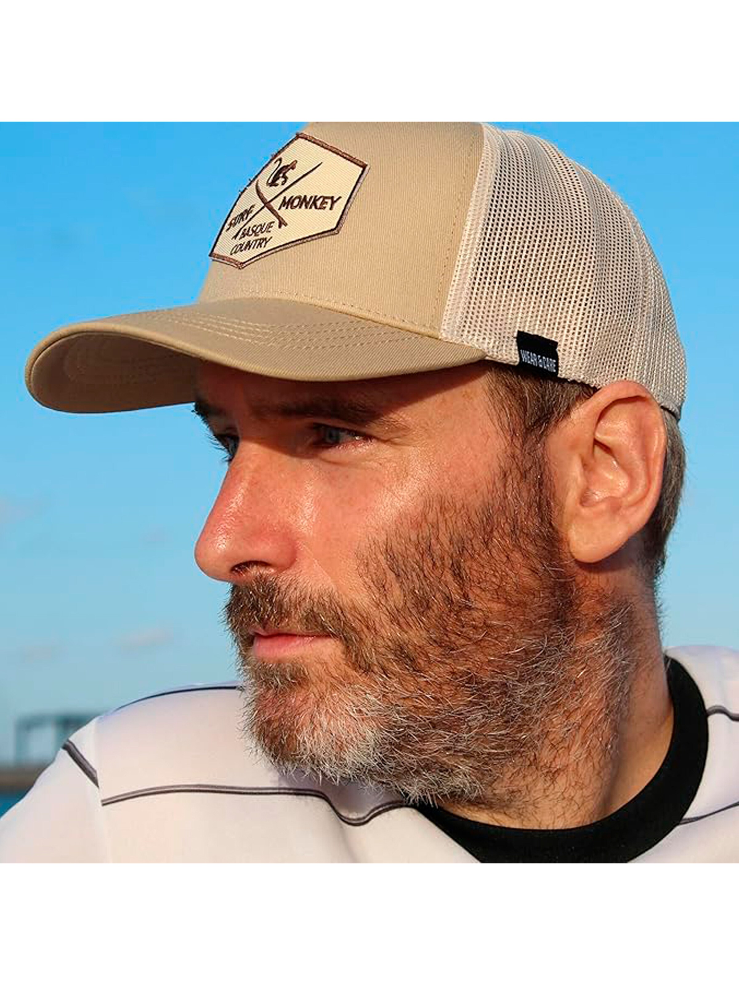 Surf Monkey Athletic Cap in Beige