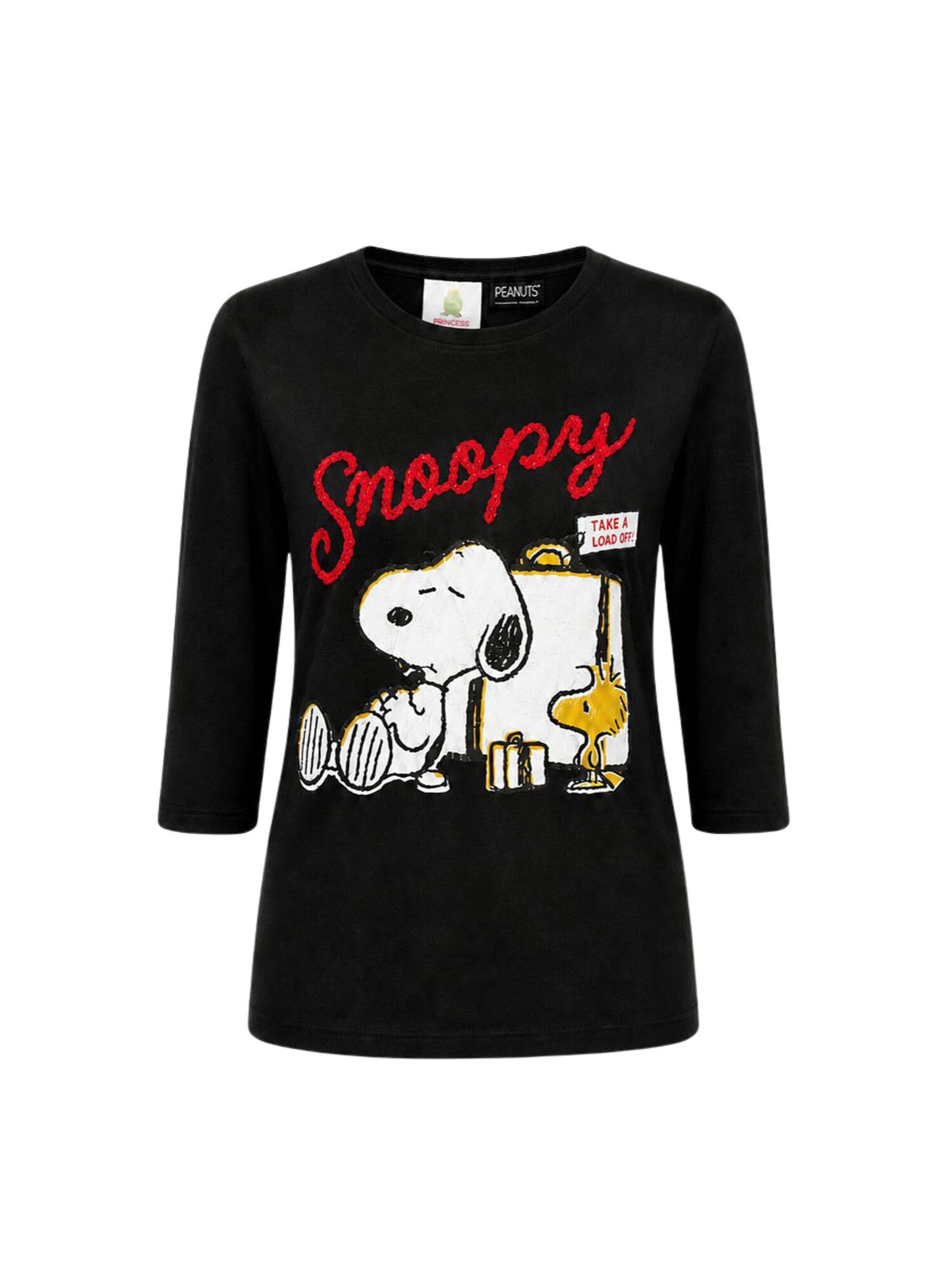 PRINCESS GOES HOLLYWOOD Shirt 'Peanuts™ Snoopy' in Schwarz: Vorderseite