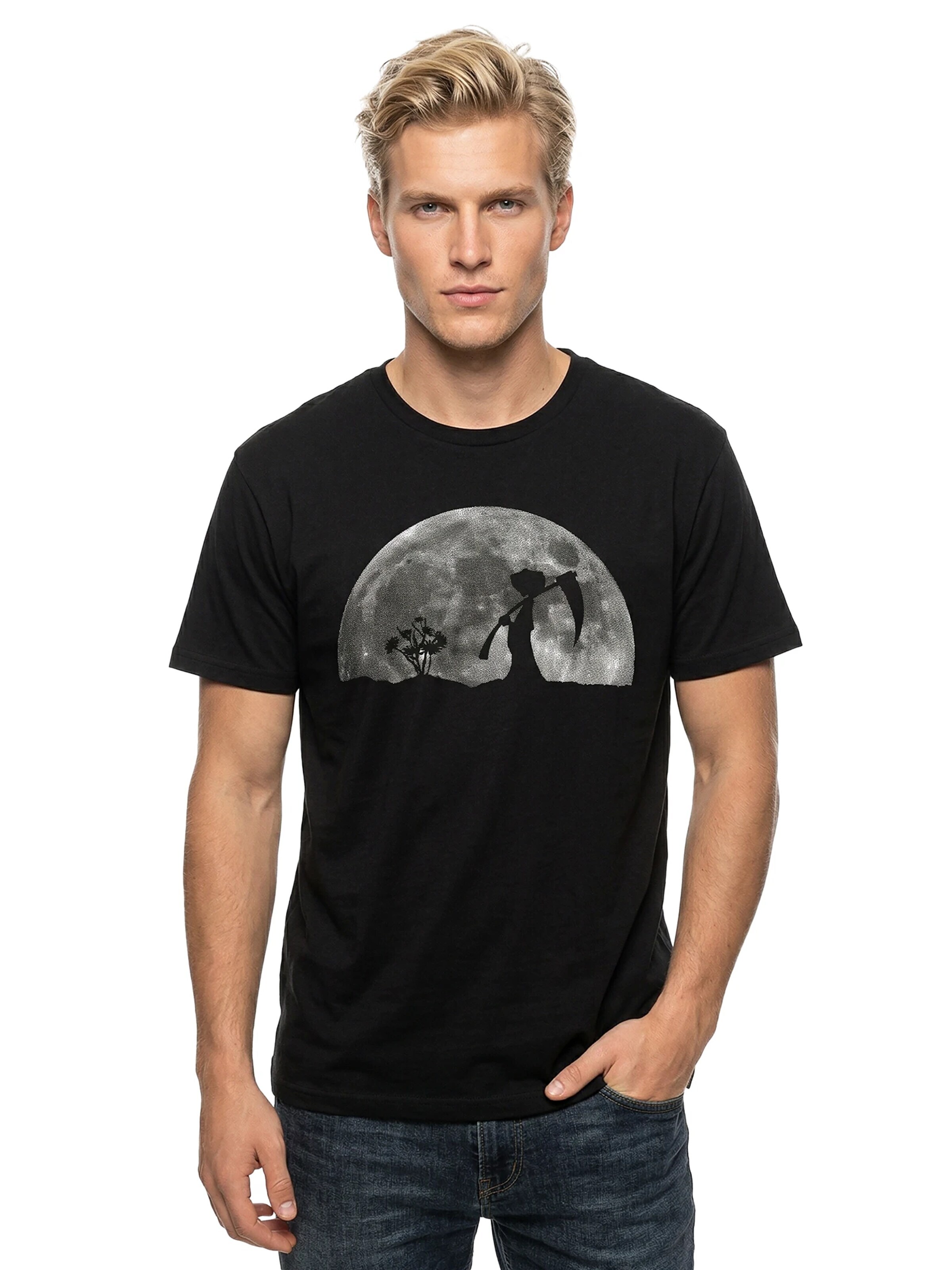 MAKAYA Shirt 'Tod im Mondschein' in Black
