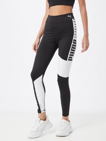 Skinny Pantaloni sport de la PUMA pe negru: față