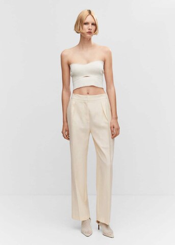 MANGO Regular Pleated Pants 'Ela' in Beige