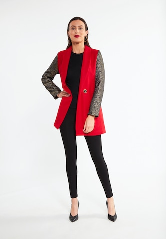 faina - Sobretudo meia-estação em vermelho