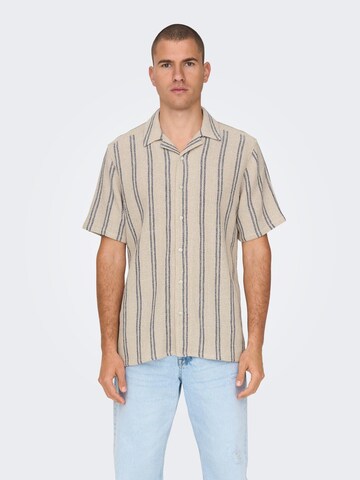 Only & Sons Regular fit Overhemd 'Trev' in Beige: voorkant