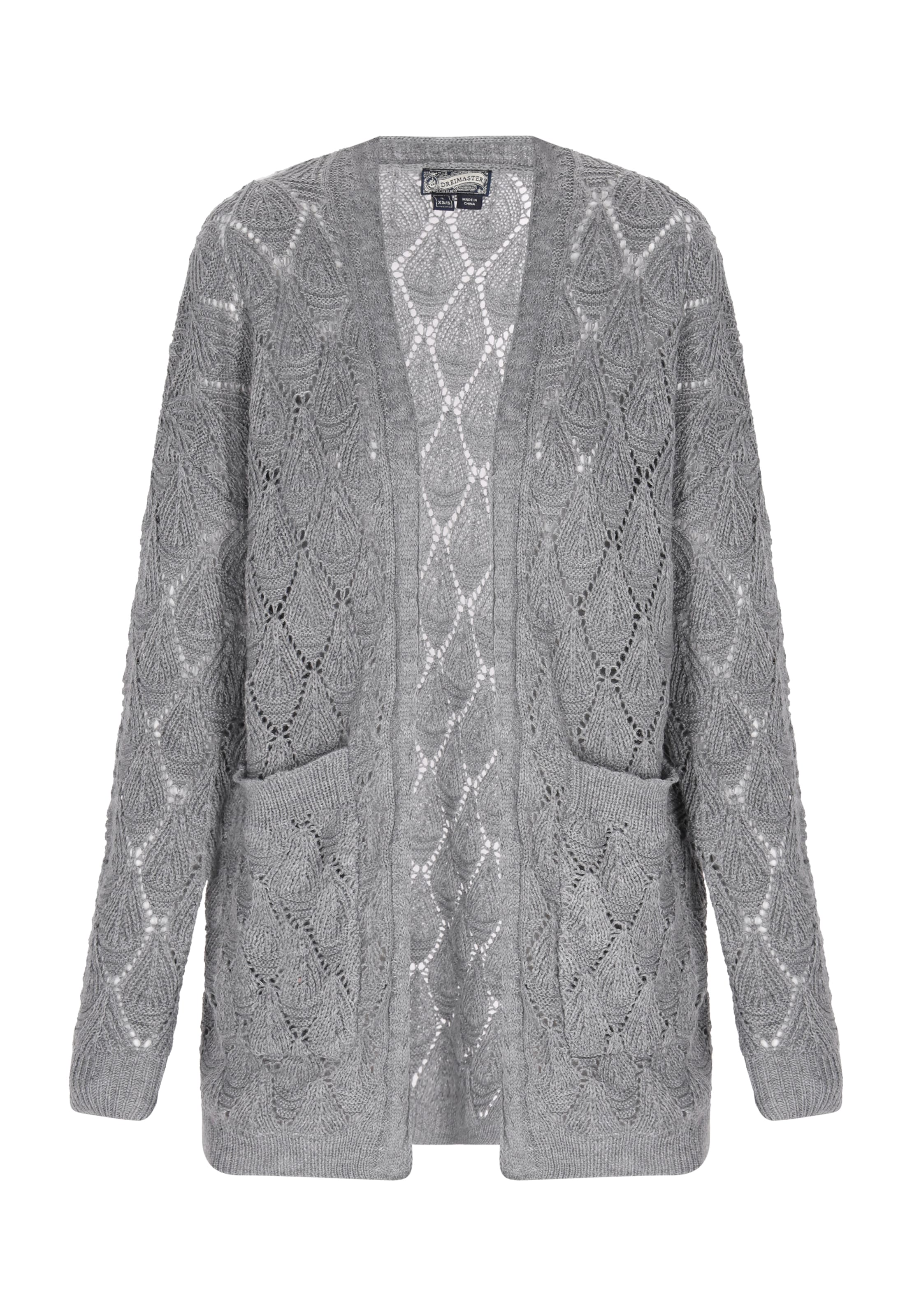 pelēks DreiMaster Vintage Adīta jaka 'Comfy': no priekšpuses