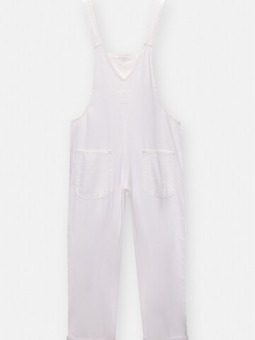 Loosefit Salopette en jean Pull&Bear en blanc