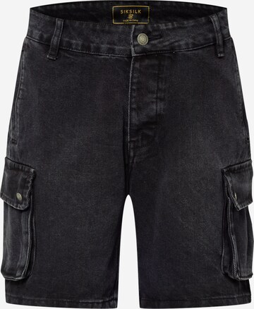 SikSilk Cargo Jeans in Black: front