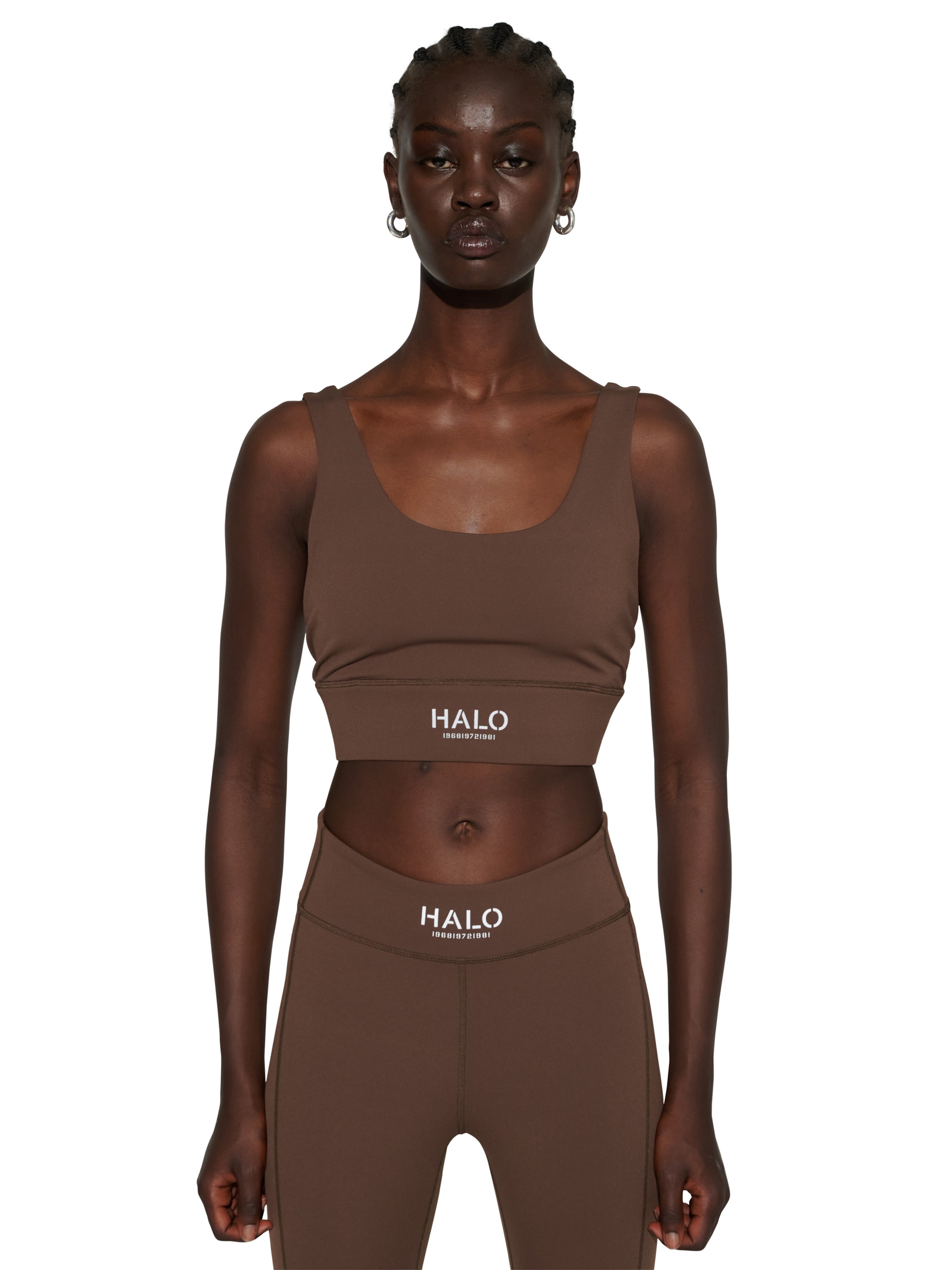 HALO Bustier Sporttop in Bruin: voorkant