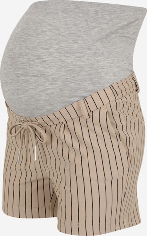 Only Maternity Regular Housut 'POPTRASH RUSH' värissä beige: edessä