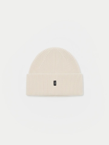 GOBI Cashmere Muts 'Ribbed Chunky Beanie' in Beige: voorkant
