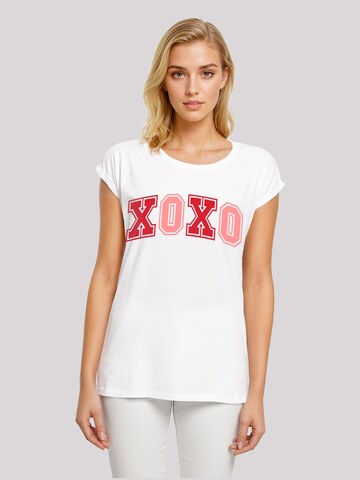 T-shirt 'Xoxo Varsity College Style Valentinstag' F4NT4STIC en blanc : devant