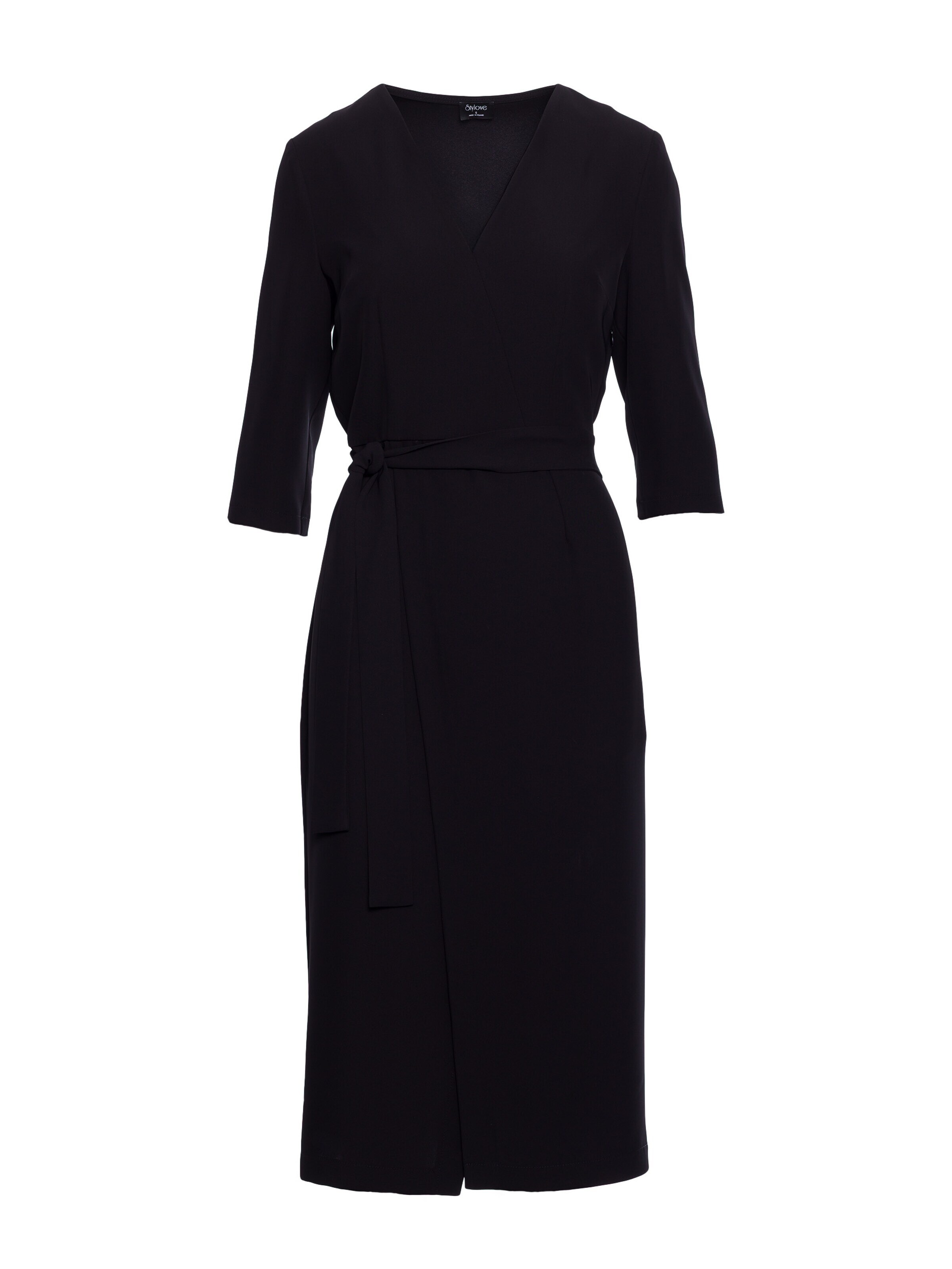 Rochie 'Sukienka z kopertowym motywem' de la Stylove pe negru: față