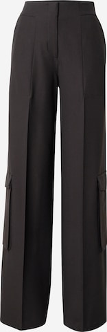 HUGOWide Leg/ Široke nogavice Hlače na crtu 'Himana' - crna boja: prednji dio