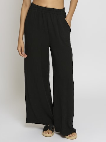 Lilavie Wide Leg Hose 'Edaa' in Schwarz: Vorderseite