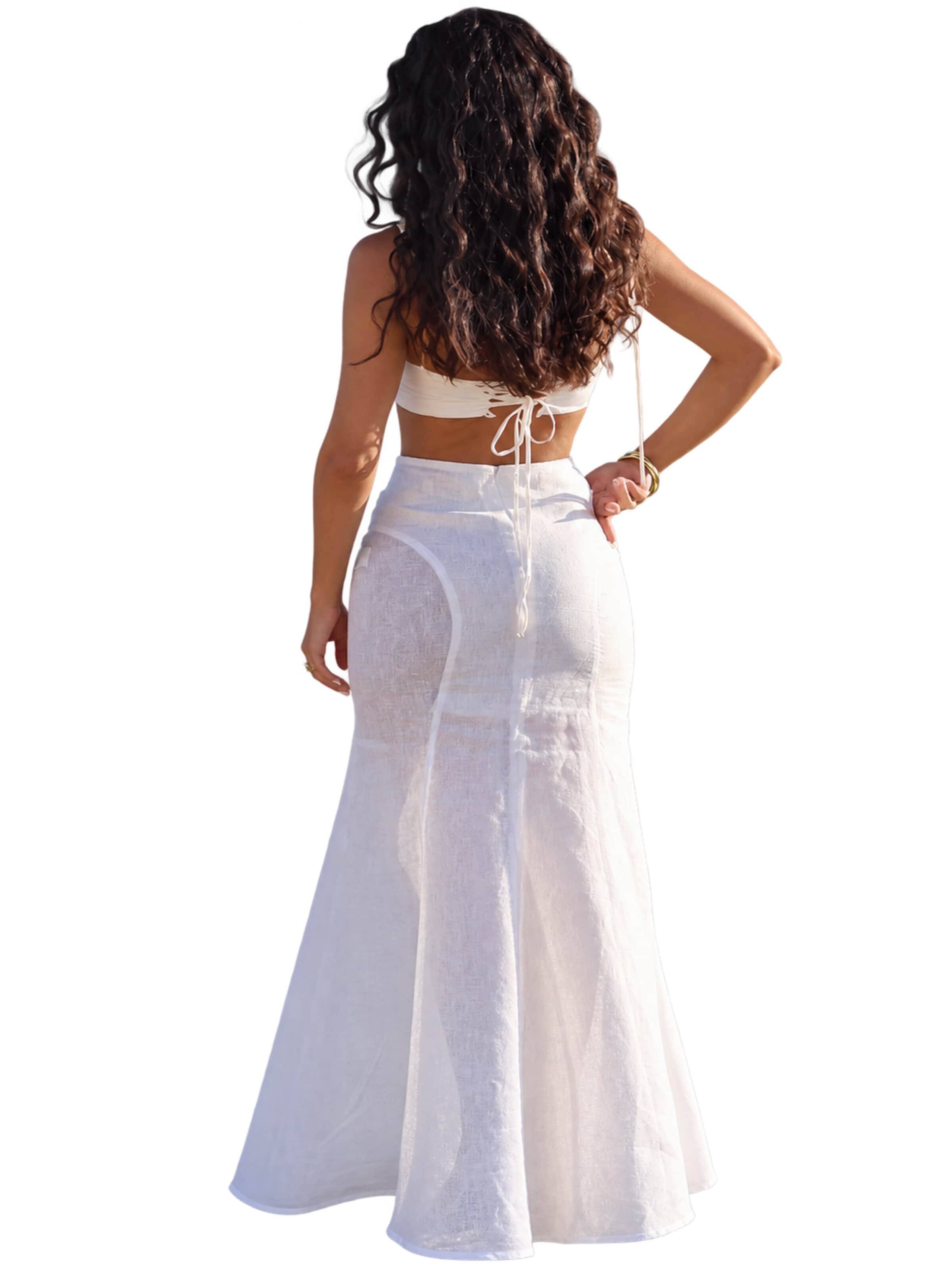 Gonna 'Cactus the Brand, Fusta maxi cu slit frontal, Negru, XS' di CACTUS THE BRAND in bianco