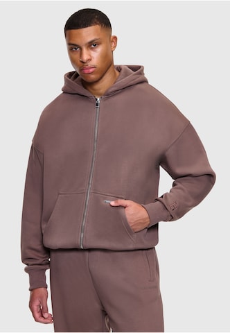 Dropsize Sweatvest in Bruin: voorkant