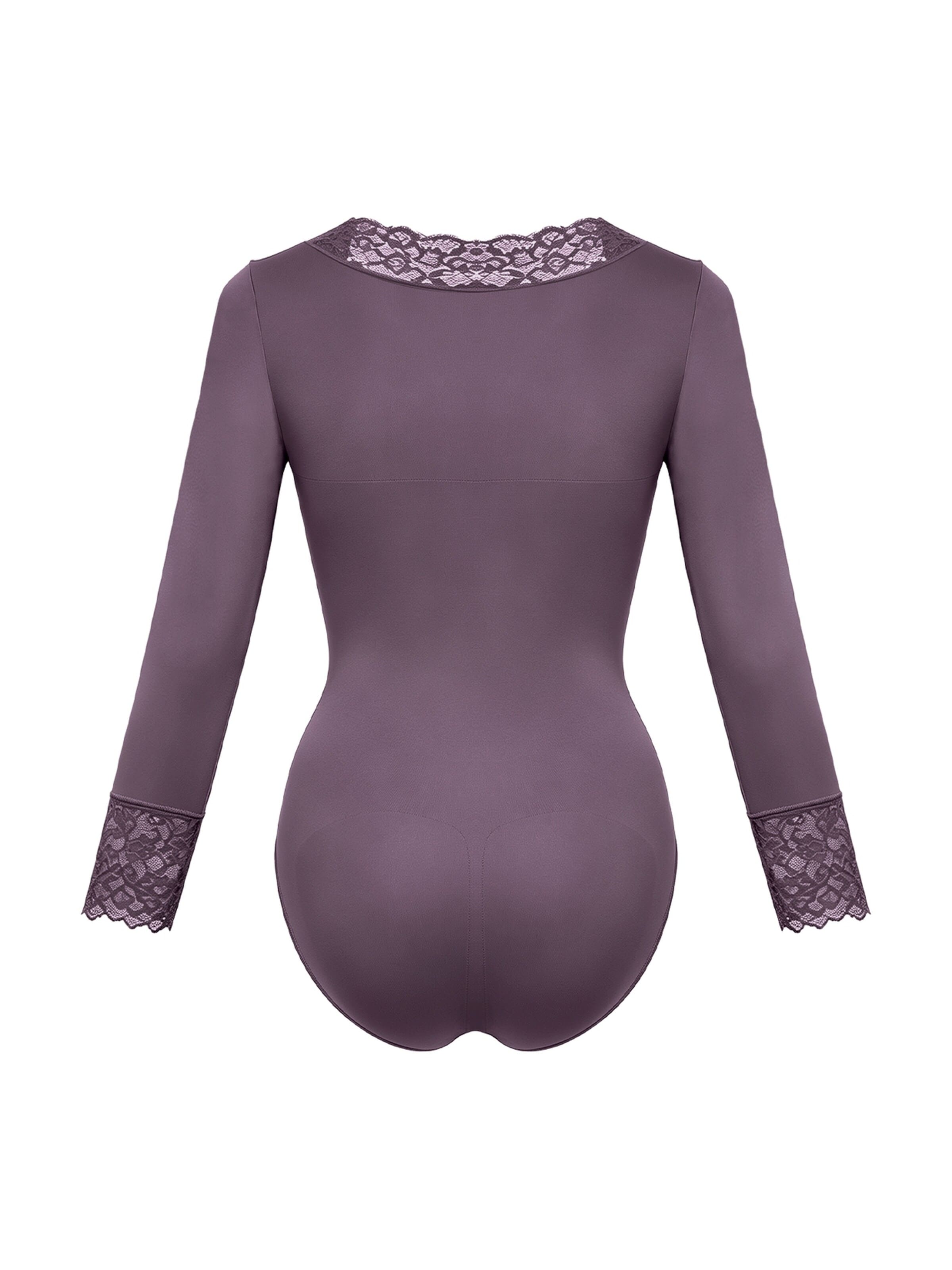 Body modelant 'Clean Longsleeve V-Neck with Lace Sculpting Bodysuit with Slip' cfab en violet