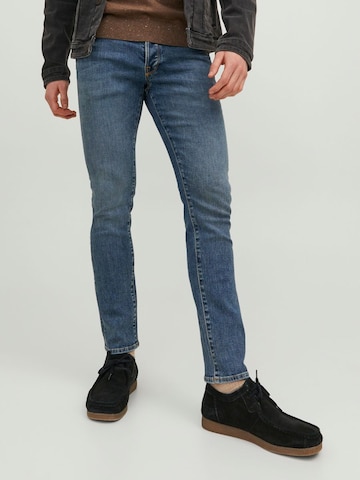 Slimfit Jeans de la JACK & JONES pe albastru: față