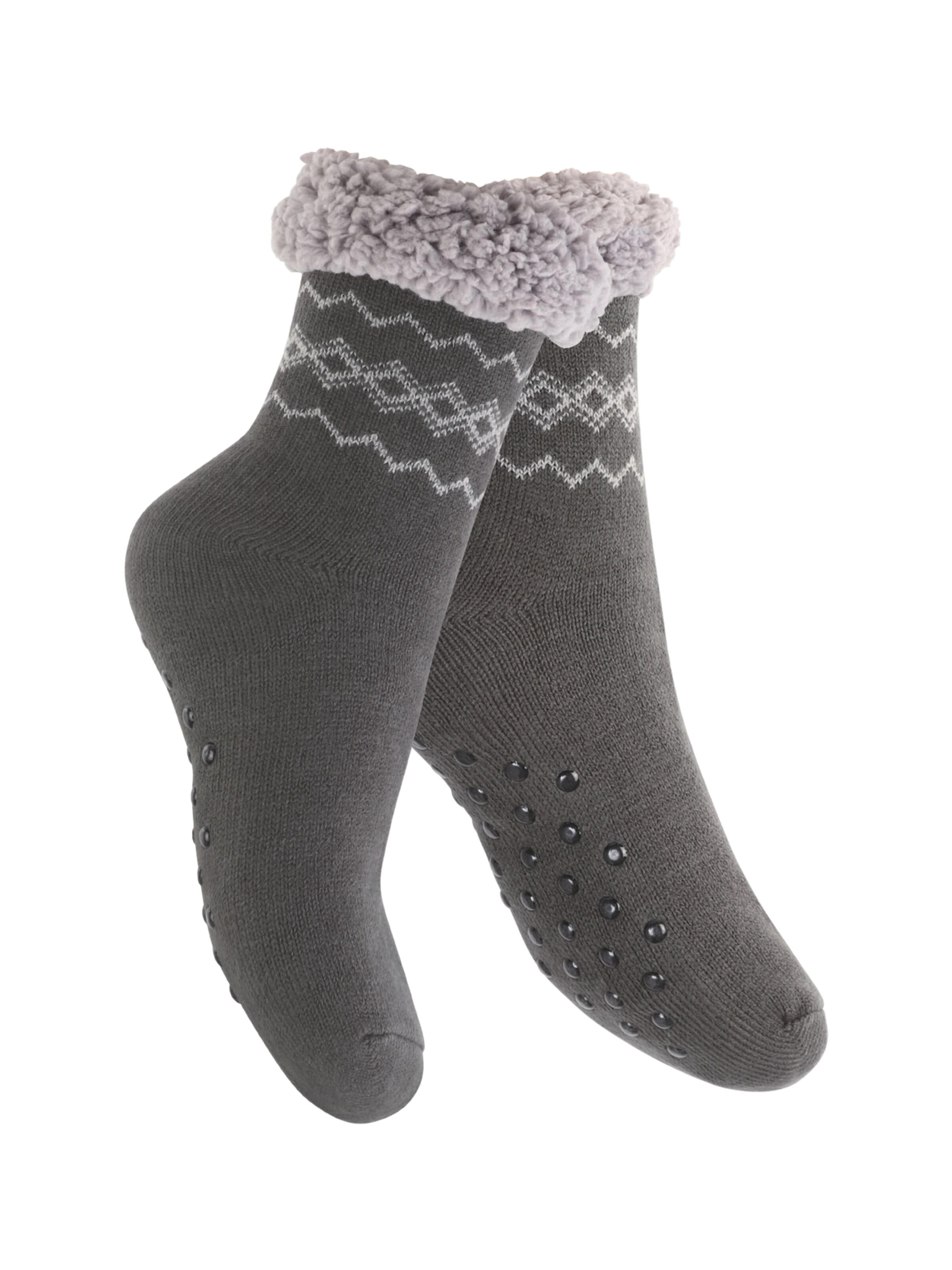 footstar Socken 'Haussocken'‌‌‌‌‌‌ in Grau: Vorderseite
