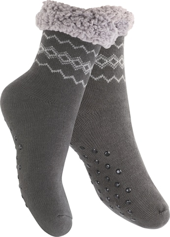 footstar Socken 'Haussocken' in Grau: Vorderseite