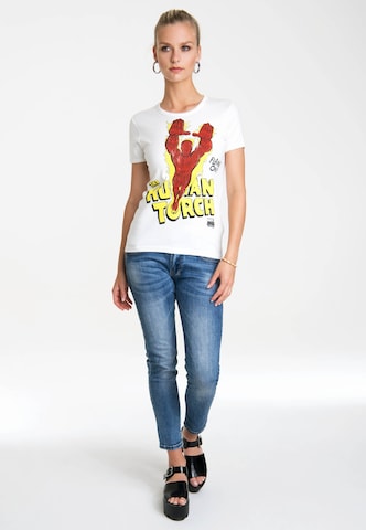 LOGOSHIRT Shirt 'Human Torch – Flame On' in White