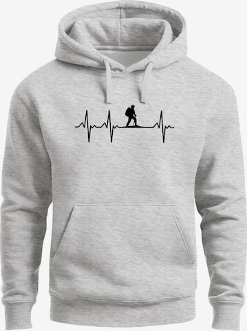 Neverless Sweatshirt 'Wanderer Herzschlag' in Grau: Vorderseite