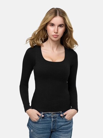 cfab (formerly creamy fabrics) Top 'Cotton Long Sleeve mit integriertem Wireless Bra' in Schwarz
