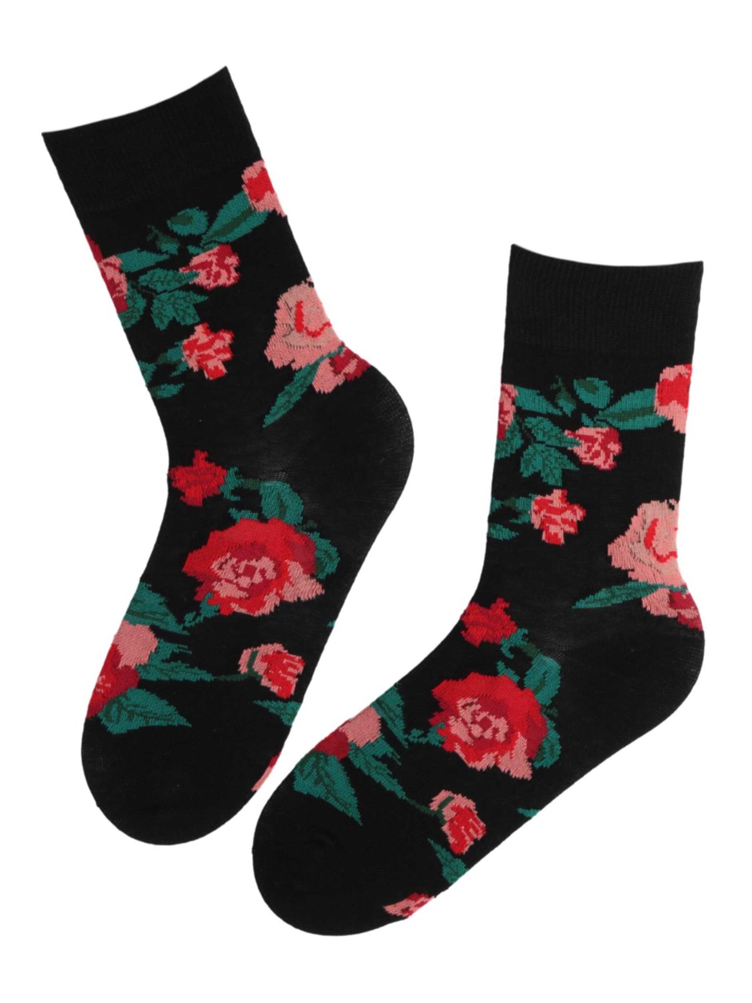 Sokisahtel Sokken 'ROSES cotton socks' in Zwart: voorkant