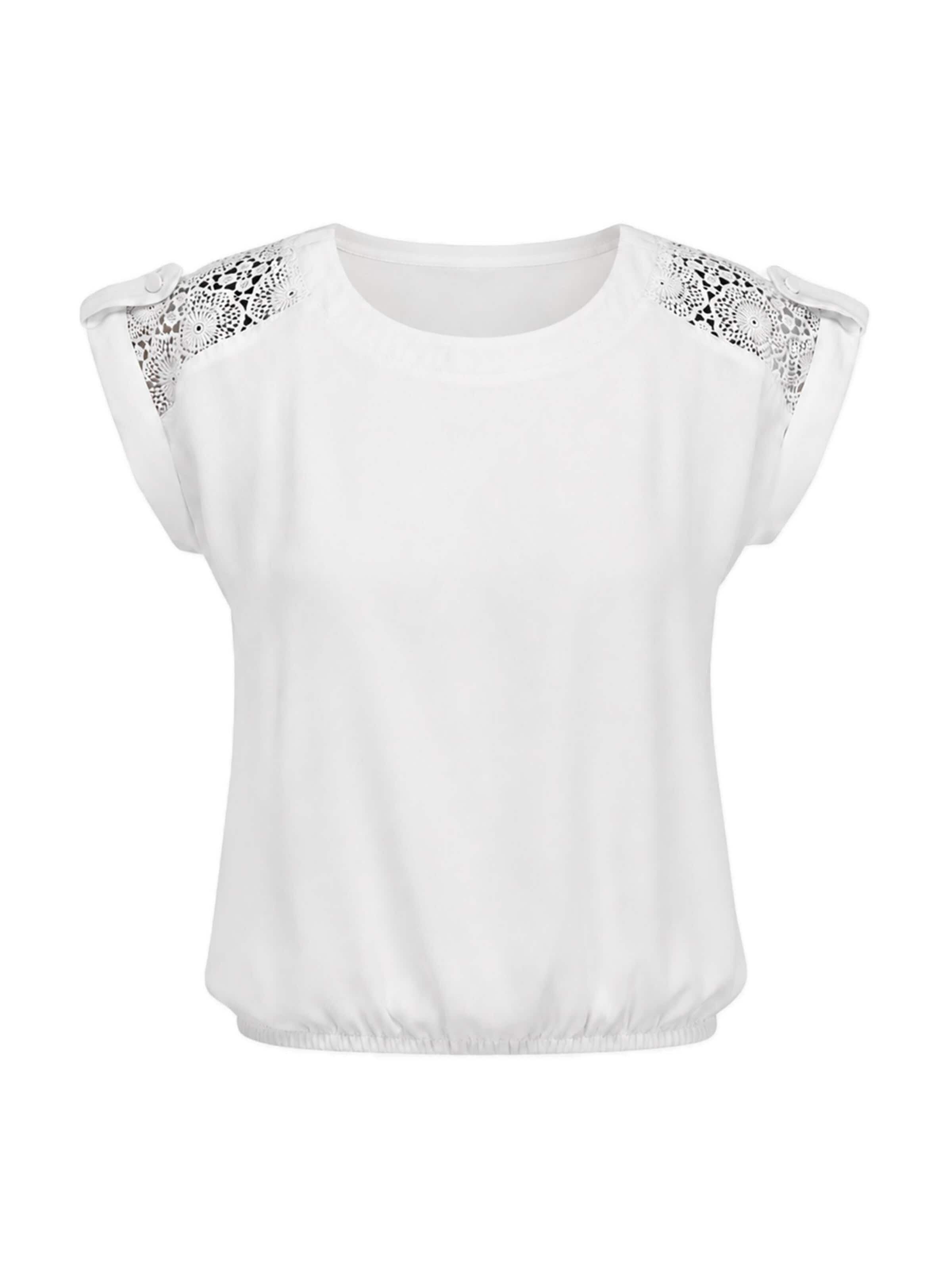 REGINA FASHION - Camiseta 'Blouse - Boat neckline lace' en blanco: frente