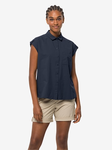 JACK WOLFSKIN Athletic Button Up Shirt in Blue: front