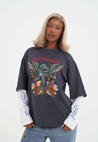 Ed Hardy - Camiseta en gris: frente
