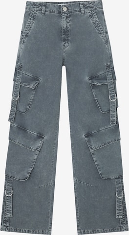 Wide leg Jeans de la Pull&Bear pe gri: față