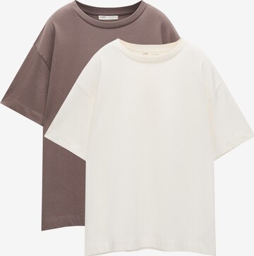 T-shirt Pull&Bear en beige : devant