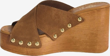 Desa - Zapatillas de casa en marrón: frente