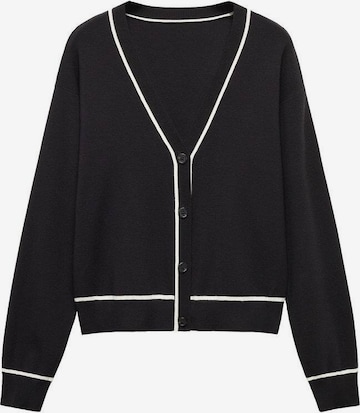 MANGO Knit Cardigan 'Piping' in Black: front