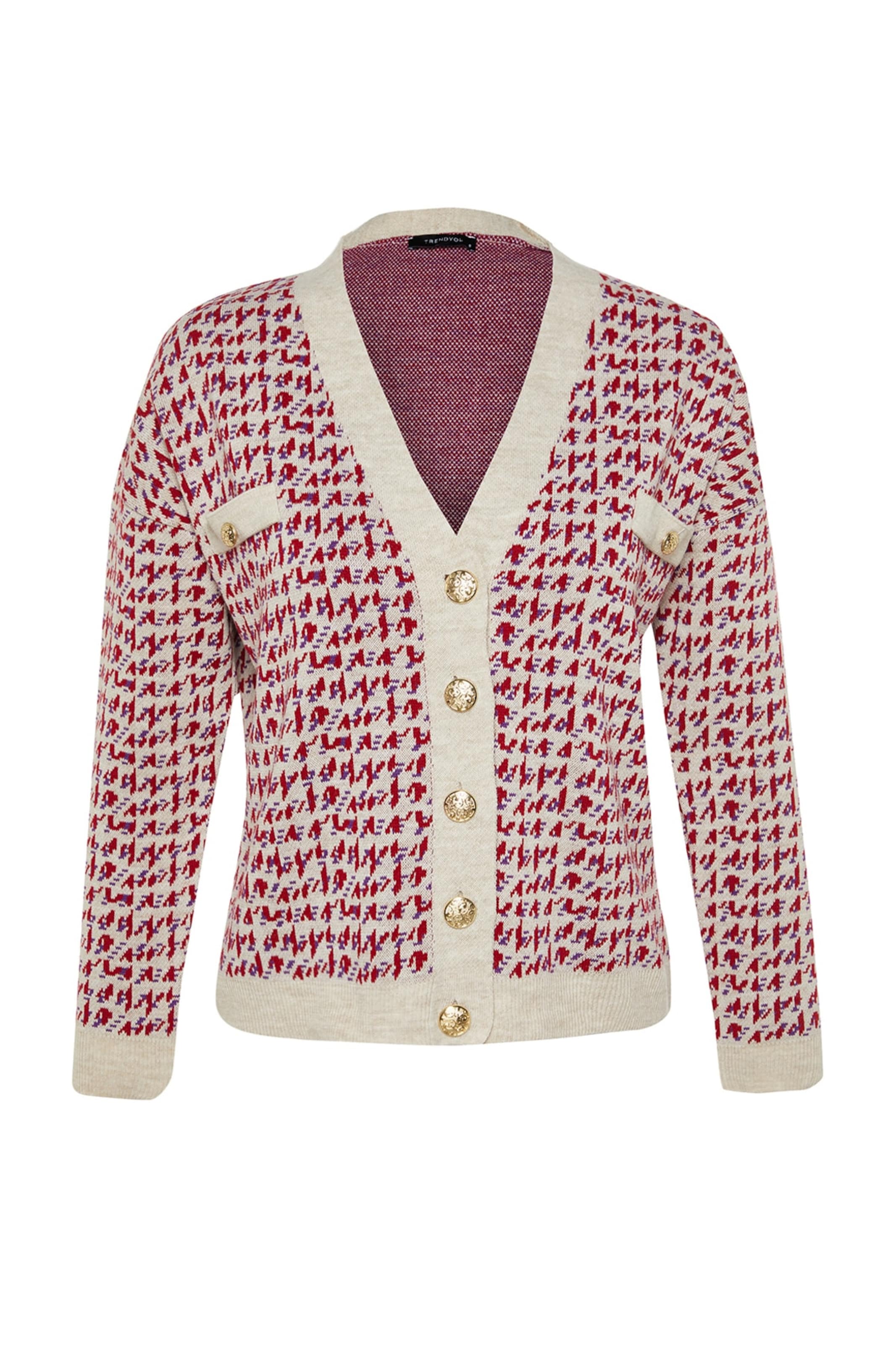 Trendyol Knit cardigan in XS in Beige / Mottled purple / Red, Item view
