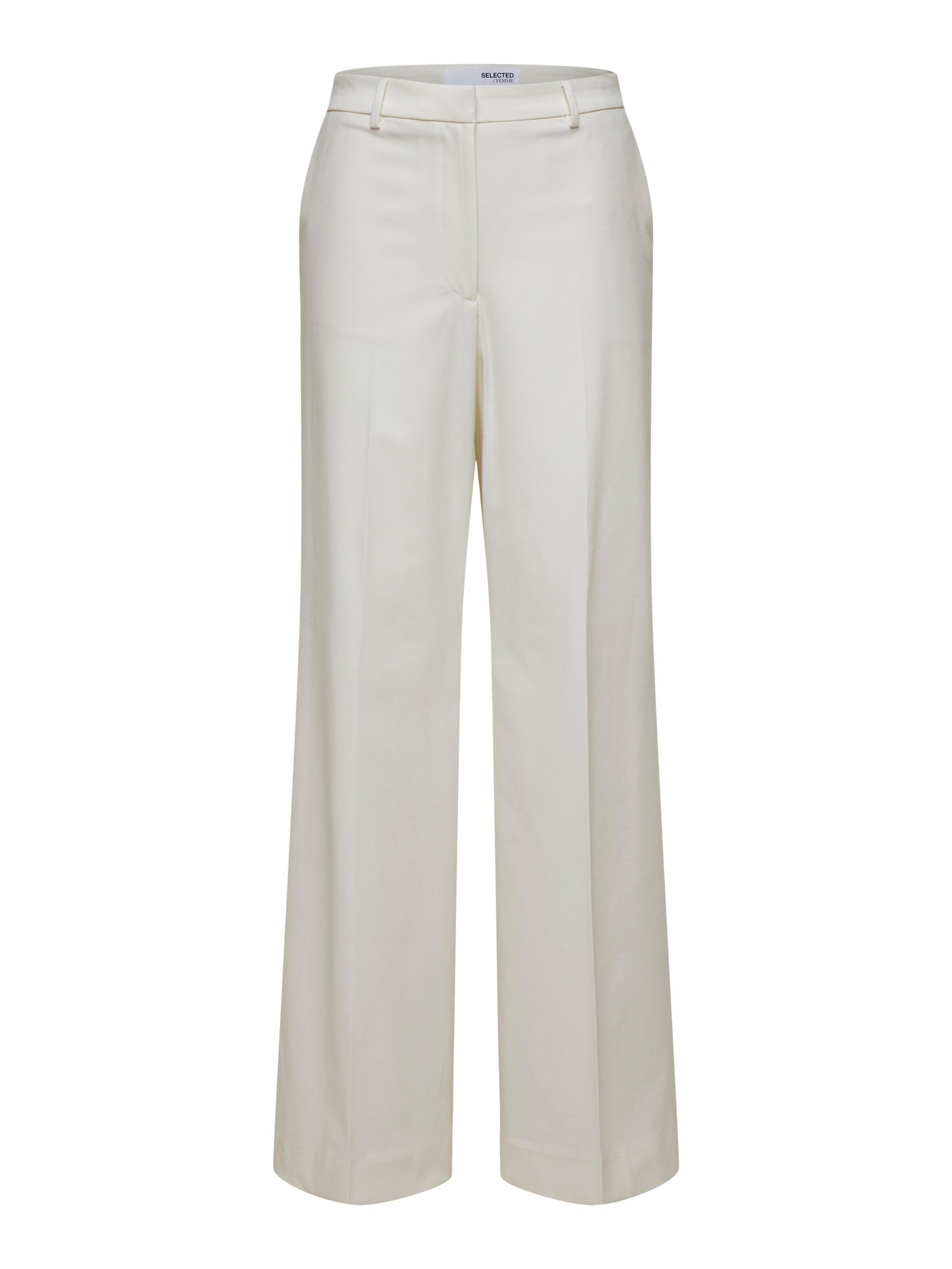 Wide Leg Pantalon à plis SELECTED en blanc : devant
