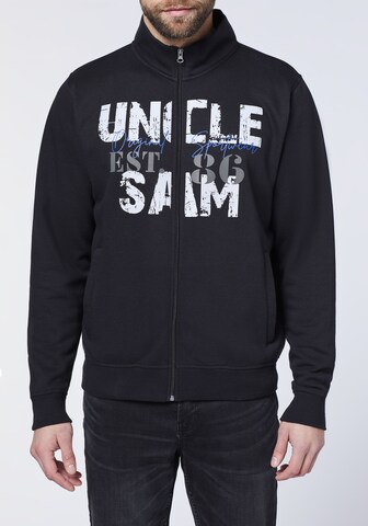 UNCLE SAM Zip-Up Hoodie in Black