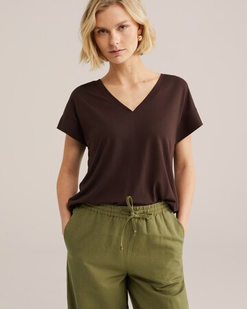 WE Fashion Tričko – hnědá: přední strana