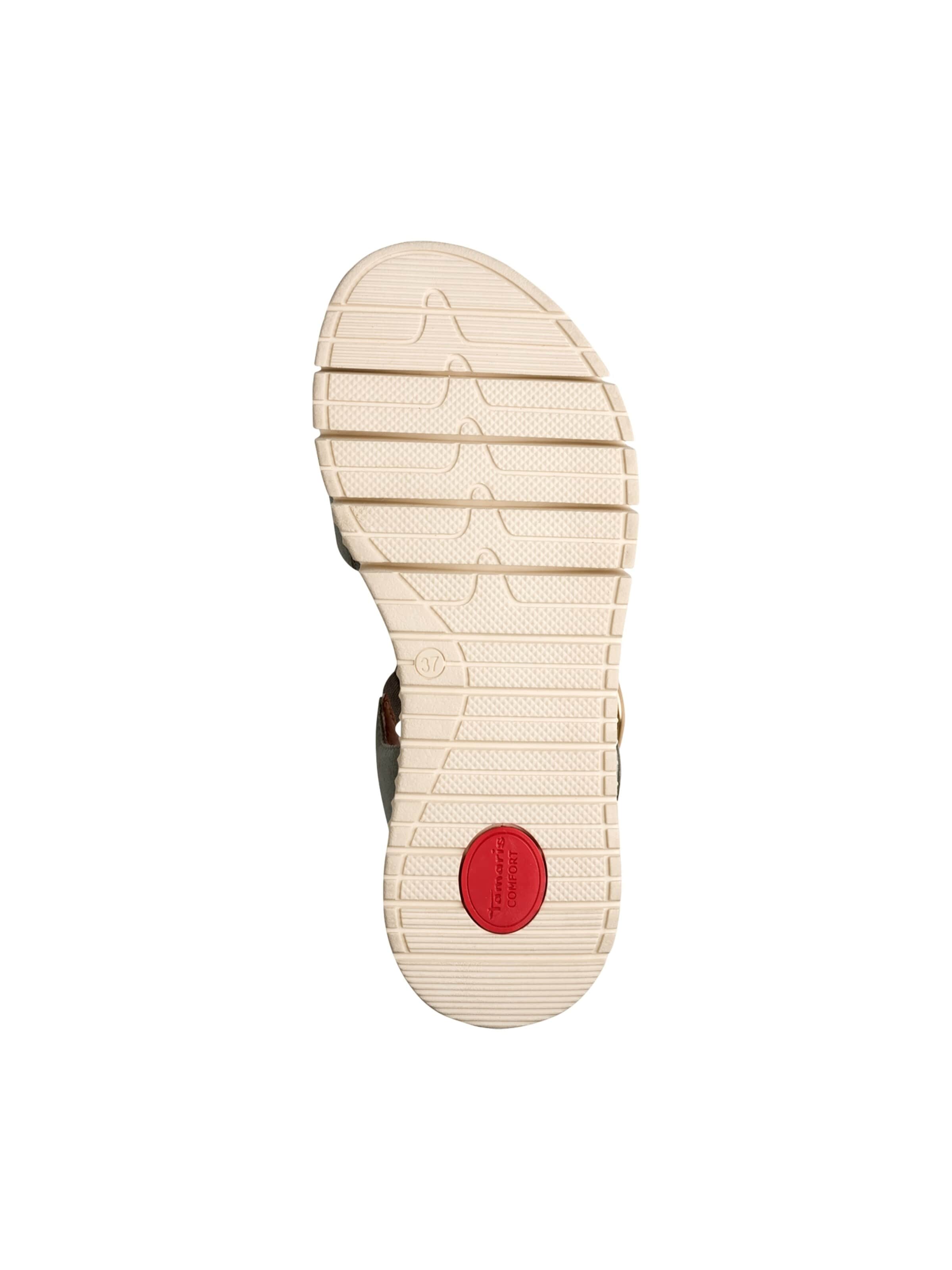 Sandales 'Bequeme Keilabsatz-Sandalen aus Leder' Tamaris en vert