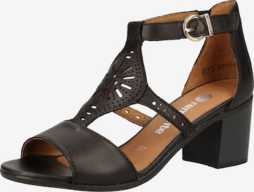 REMONTE Strap Sandals in Black: front