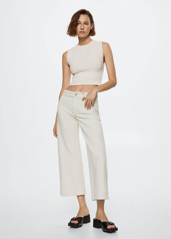 MANGO Wide leg Jeans i beige: framsida